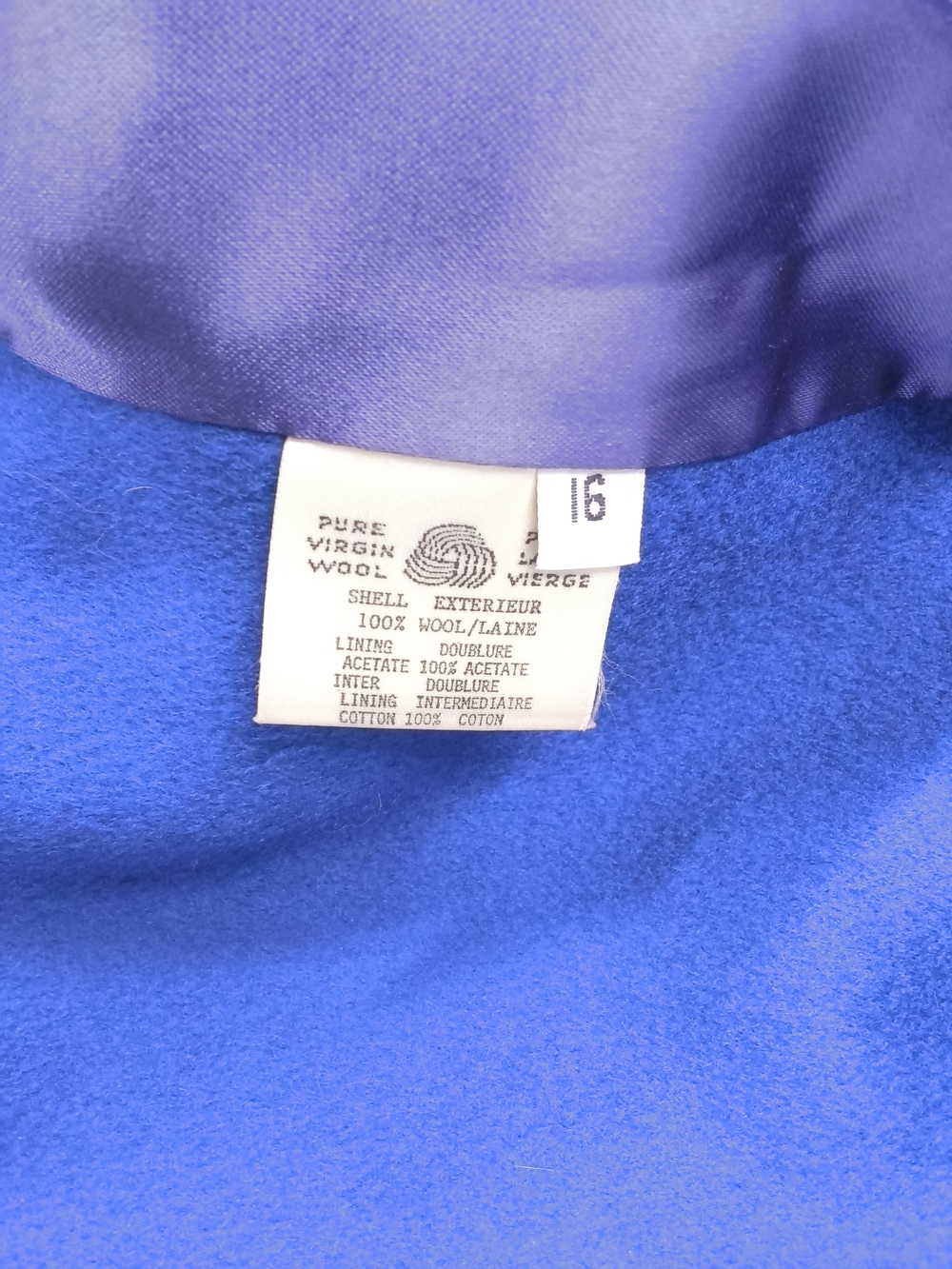 Vintage Mallia Sapphire Blue Longline Coat - Genuine Forstmann USA Wool - Picture 6 of 10